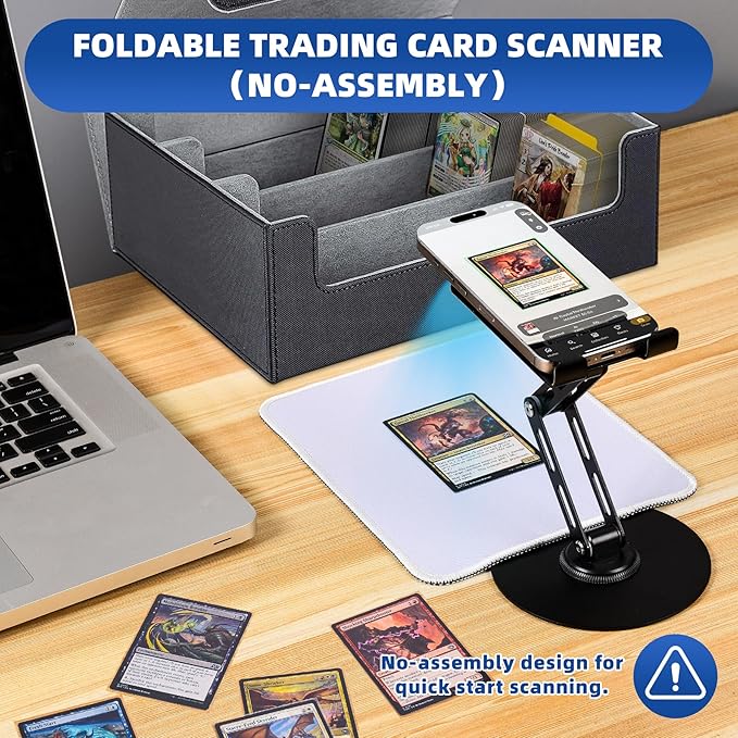 Card Scanner for Trading Cards–MTG & TCG Card Scanner Stand with Magnetic LED Light,Foldable Phone Holder for Scanning,Cards Quickly Scan and Price Check,Available for ManaBox