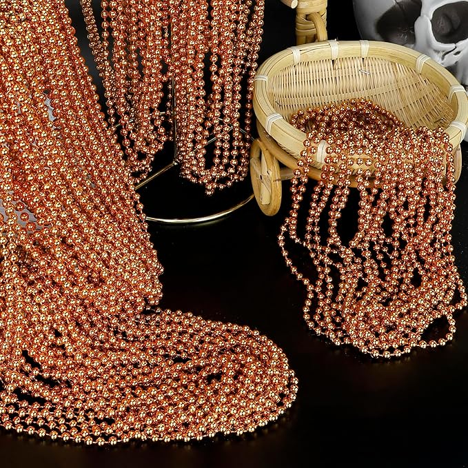 100PCS Mardi Gras Beads, Orange Bead Toy Necklaces Party Favors, 33" Necklaces Costume Accessories, Festival Parade Throw Accessories Mardi Gras Halloween Wedding Celebrations Decor
