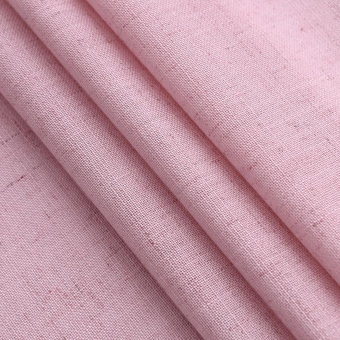 Nanspring Rose Linen Curtains 90 Inch Long 2 Panels Set Back Tab Rod Pocket Semi Sheer Light Filtering Boho Style Neutral Farmhouse Lightweight for Bedroom and Living Room 52x90