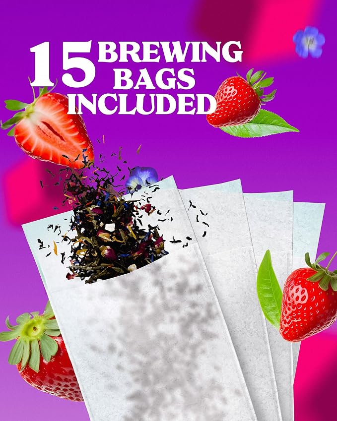 LOVARE Sparkling Splashes Loose Leaf Tea 80 g - Made in Ukraine - Black and Green Tea, Strawberry, Cornflower and Safflower Petals, Goji berries - Gift Box with 15 Paper Filters (Sparkling Splashes)