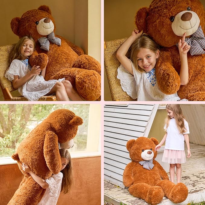 47 inch Big Giant Teddy Bear Stuffed Animals, Dark Brown Soft Plush Life Size Bear Toy All Ages Gift for Children/Girlfriend/Valentine's Day/Christmas/Birthday/Baby Shower/Wedding/Party Decorations