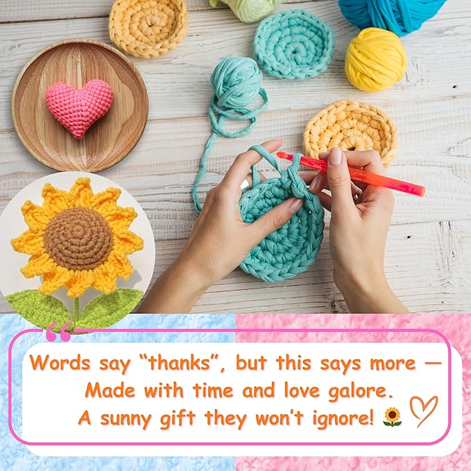 Emotional Support Crochet Plant with Card - Handmade Crochet Sunflower Gifts for Women, Coworker, Family and Teacher Gifts - Perfect for Mother's Day, Birthday, and Graduation Present