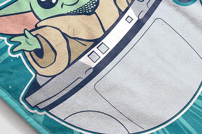 Jay Franco Kids Plush Throw Blanket – Soft & Cozy Fleece Throw for Bedroom & Couch Décor, Official Licensed Product, Teal - Mandalorian, 46x60 - Throw Blanket