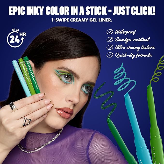 NYX PROFESSIONAL MAKEUP Epic Inky Stix Eyeliner, Mechanical Cream Gel Eyeliner, Waterproof Formula With Up To 24HR Wear - 12 Blush Byte (Metallic Coral Pink)