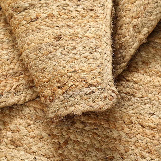Hausattire Hand Woven Jute Braided Rug, 4'x6' – Natural, Reversible Boho Entry Area Rugs for Kitchen, Living Room I Farmhouse Indoor Outdoor Decorative Floor Rug, 48x72 Inches