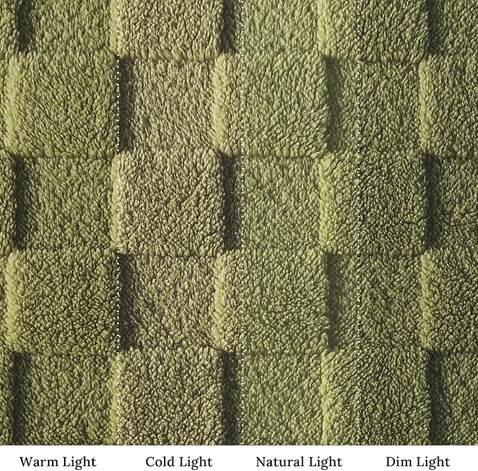 Exclusivo Mezcla 3D Checkered Fleece Throw Blanket for Couch, Olive Green | Super Soft and Cozy Fluffy Throw, Lightweight and Breathable, Cute Fuzzy Blanket for Sofa, Home Decor, All Season, 50"x60"