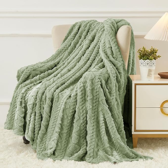 Aganear Fleece Throw Blanket for Couch Sofa 50"x60" Sage Green | Lightweight Fuzzy Throw,Warm Gift for Women,Christmas,Housewarming,Soft,Boho Design for Room Home Decor,All-Season Use