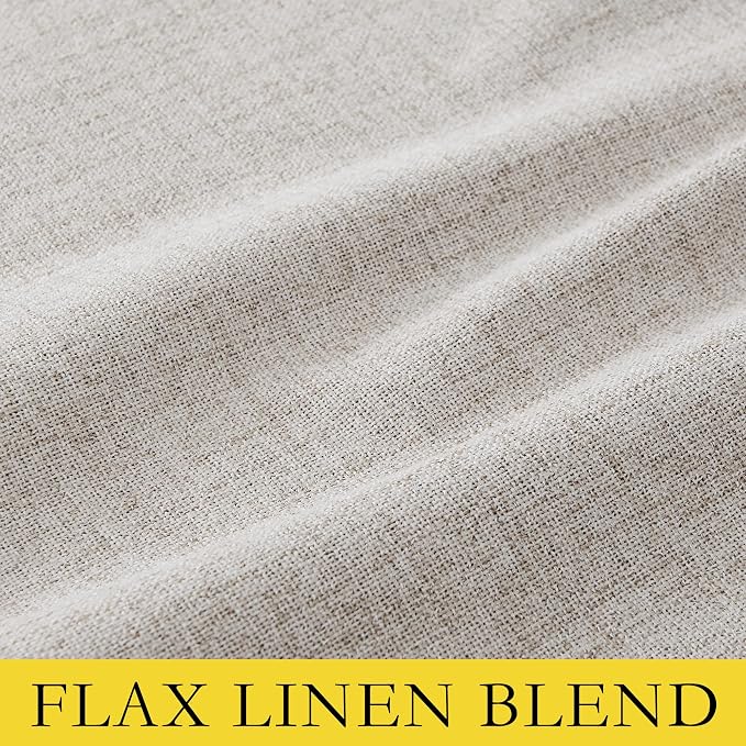NICETOWN 100% Blackout Brich Linen Curtains for Dingning Room 90 inches Long, Thermal Insulated Window Treatments with Privacy Liner, 2 Panels, 52" W, Noise Reducing Blend Drapes for Living Room