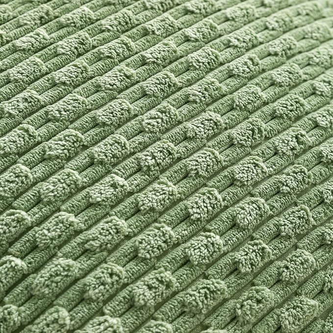 Set of 4 Sage Green Decorative Throw Pillow Covers 24x24 Inch Corduroy Pillow Covers for Bed Couch Sofa Living Room Soft Square Cushion Cases