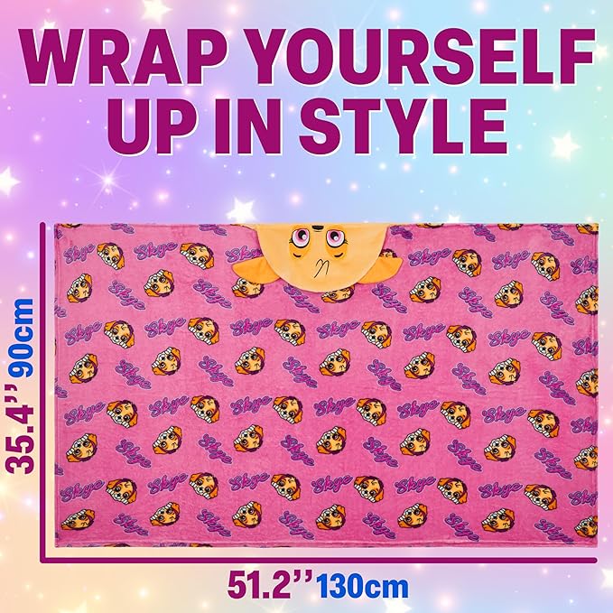 Get Trend Blanket with Hood for Kids 51x35in, Fleece Throw Cozy Wearable Blanket with Hood and Ears Gifts for Kids
