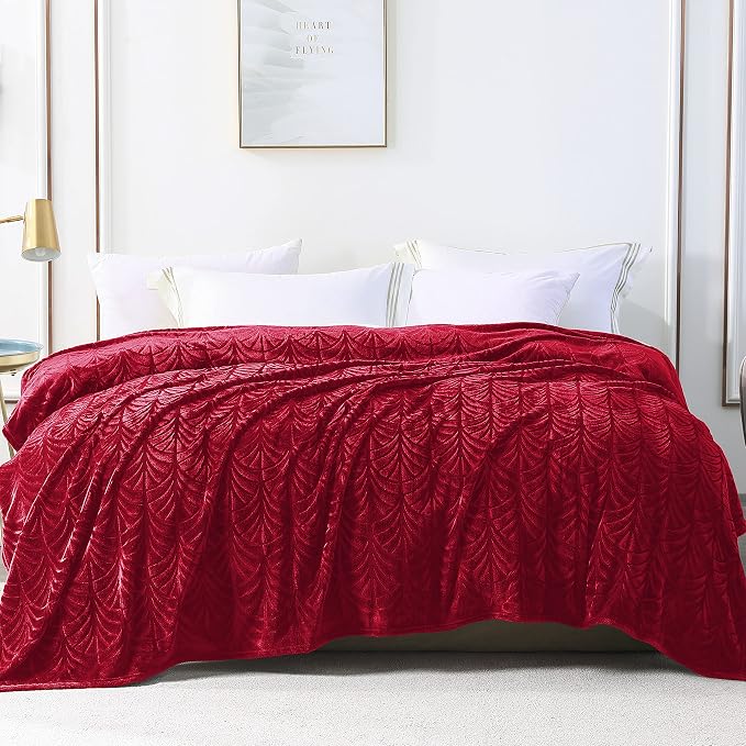 Whale Flotilla Soft Flannel Fleece Twin Size Blanket for Bed, Red | Cozy Lightweight Breathable Coverlet, Plush Fluffy Bedspread, Vintage Pattern Decorative Blanket for Dorm, All Season 60"x80"