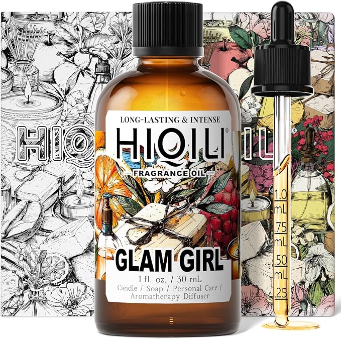 HIQILI Glam Girl Fragrance Oil for Candle, Soap, Inspired by Her-rera G.Girl, Perfume Making, Essential Oil Diffuser, Long Lasting Scents for Hair & Skin - 1 Fl Oz