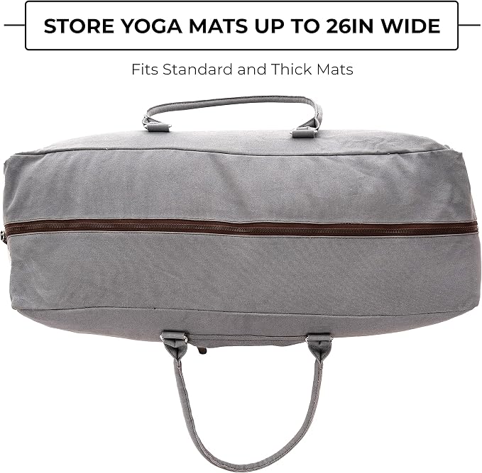 Mount Adams XL Yoga Mat Bag, 26" x 10" x 10", Extra Large Yoga Mat Carrier, Fitness Bag for Exercise Mat, Block, Straps, and Blanket, Canvas Gym Duffle Bag for Workout Accessories