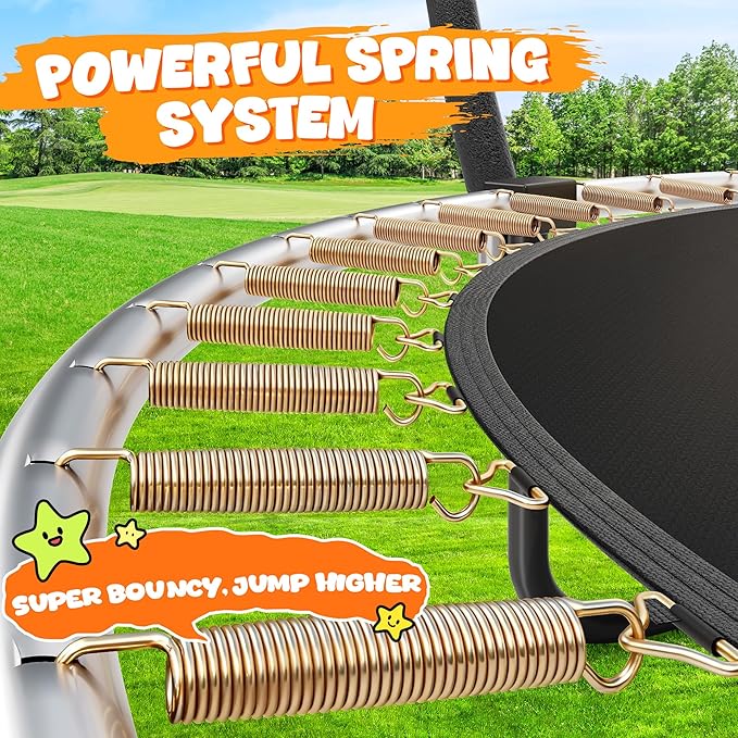 JELENS Trampoline 8FT 10FT 12FT 14FT 15FT 16FT, Recreational Trampolines with Enclosure Net, Outdoor Anti-Rust Trampolines for Kids and Adults, ASTM Approved