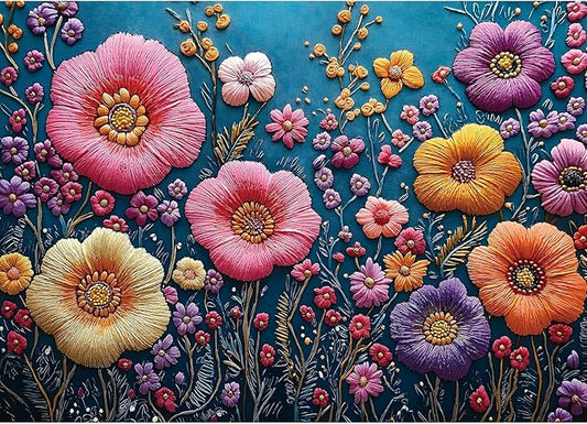 Blueforest Puzzles for Adults 1000 Pieces, Embroidery Flowers 1000 Piece Puzzle for Adults, Jigsaw Puzzles 1000 Pieces with Letters On Back Impossible Hard Difficult Challenging Family Puzzle