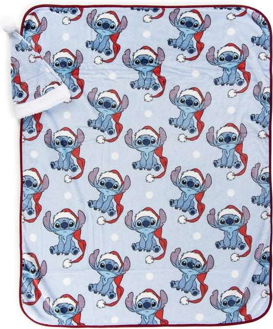 Jay Franco Santa Hat and Throw Set – 2-Piece 17" Inch Holiday Hat and 40" x 50" Inch Ultra-Soft Plush Fleece Blanket Gift Set