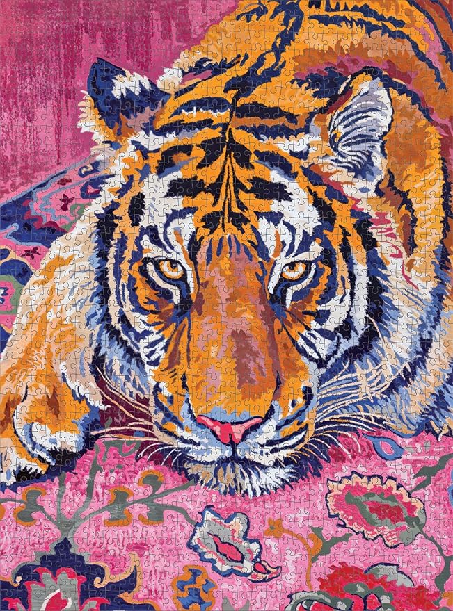 Cross & Glory - Bohemian Tiger Tapestry - 1000 Piece Jigsaw Puzzle for Adults | Intricate Moroccan Rug Design | Satin-Finish | Artistic Wall Decor