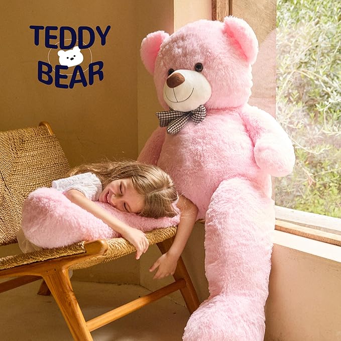 47 inch Big Giant Teddy Bear Stuffed Animals, Pink Soft Plush Life Size Bear Toy All Ages Gift for Children/Girlfriend/Valentine's Day/Christmas/Birthday/Baby Shower/Wedding/Party Decorations