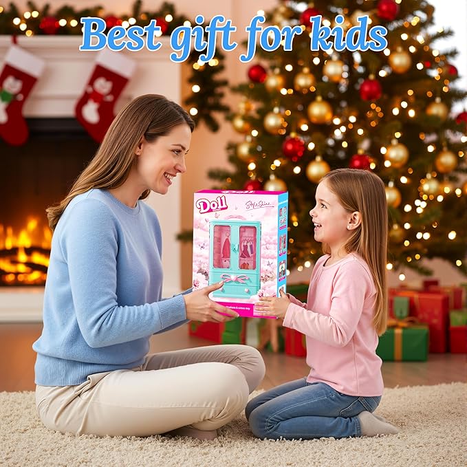 Style Shine 70 Pcs Closet Playset with Clothes & Accessories,2 Wedding Gowns 2 Casual Outfits 6 Fashion Dresses 2 Swimsuit 10 Shoes 27 Accessories 20 Hangers,Toys for Girls Kids Gifts
