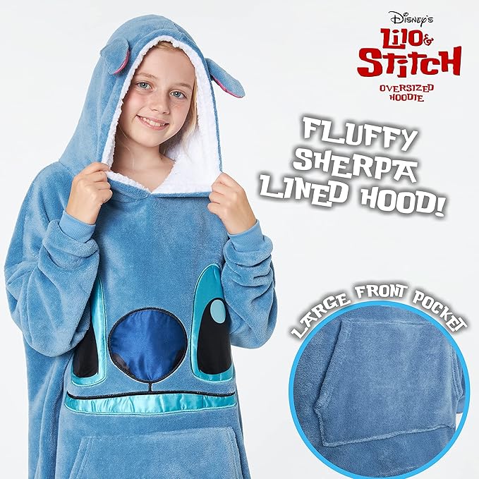 Disney Stitch Blanket Hoodie for Kids Cozy Fleece Wearable Blanket Stitch Gifts