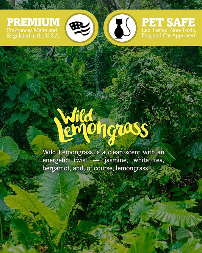 Wild Lemongrass Highly Scented Natural 3 Wick Candle, Essential Fragrance Oils, 100% Soy, Phthalate & Paraben Free, Clean Burning, 14.5 Oz.