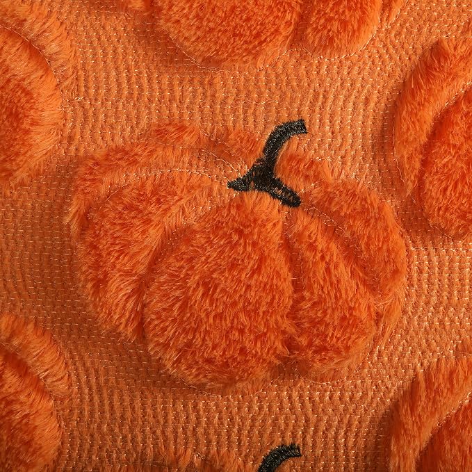 Fall Pumpkins Decorative Pillow Covers 20x20 Set of 2, Orange Soft Plush Faux Fur Wool Farmhouse Throw Cushion Cases for Autumn Thanksgiving Holiday Home Decorations