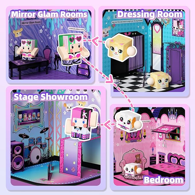 GobiDex Magnetic Doll House Playset for Girls, STEM Toddler Toys with 4 Scenes, Figures, Pets & Stickers – Great Birthday Gift for Kids Pretend Play