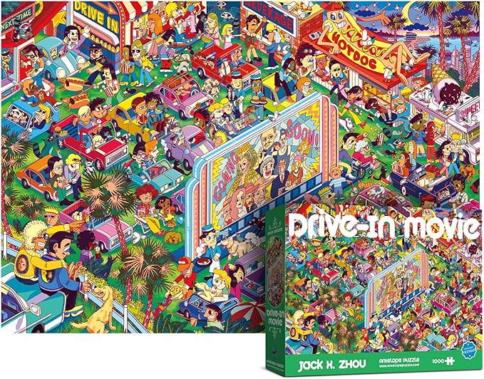 Antelope 2 in 1 1000 Piece Puzzle Bundle - Dog Park & Drive In Movie