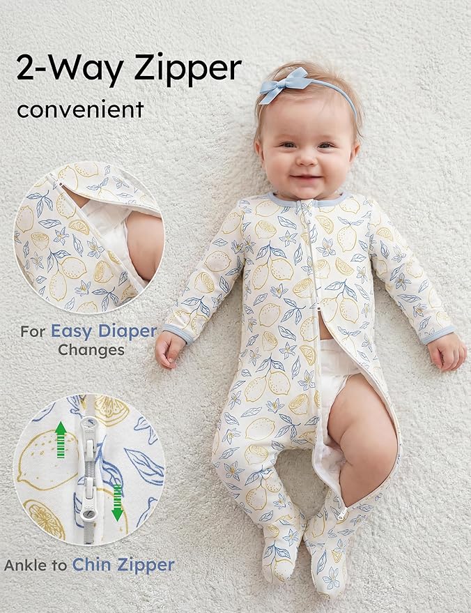 Yoofoss Baby Pajamas 100% Organic Cotton Baby Sleepers for Newborn 0-3 3-6 6-9 Months Boys Girl Clothes 3pcs Footed PJs