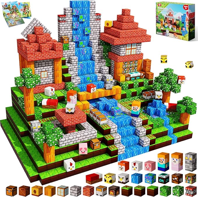 200 PCS Magnetic Blocks - Magnetic Building Blocks, Stacking Magnets for Kids, Sensory Toy for STEM Montessori Sensory Toys for Kids 3+ Boys and Girls Christmas Birthday Gifts