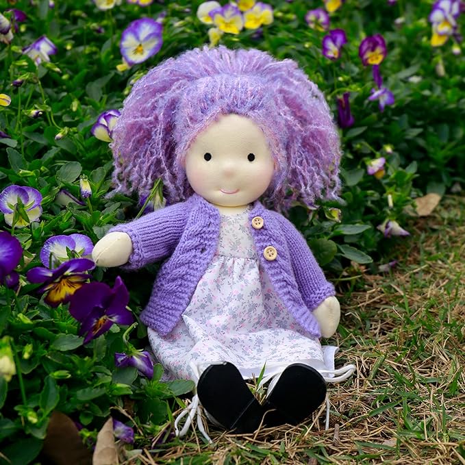 Handmade Waldorf Doll - Fruzie 12", Soft Girl Rag With Cute Stuffed Plush, Ideal First for Babies & Toddlers