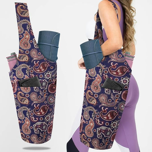 Yoga Mat Bag Yoga Tote Bag with Large Pocket and Zipper Pocket Yoga Mat Bag Carrier Fit Most Size Mats and All You Stuff