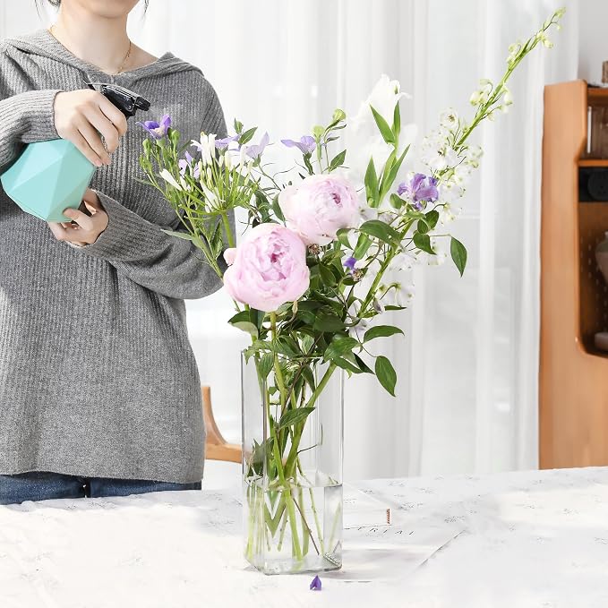 Acrylic Square Flower Vase, Non-breakable Vase, 4" x 4" x 8" Tall Clear Vases for Flower, Large Cube Floral Plant Container, Planter Terrarium for Wedding Party Event, Home Office Decor