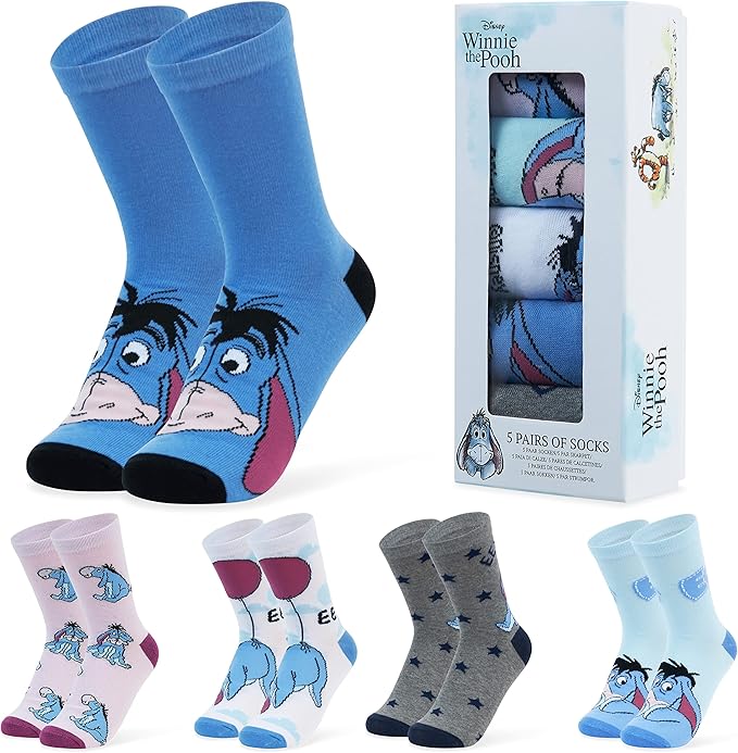 Disney Stitch Socks Gifts for Women Teens, US Size 4-9, Baby Yoda Pack of 5 Fuzzy Casual Crew Socks for Home Sleep Winter