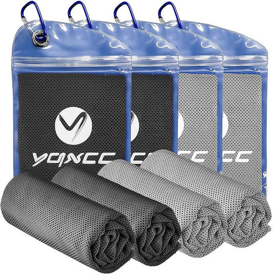 YQXCC 4 Pack Cooling Towels (40"x12"), Ice Cool Neck Towel, Soft Breathable Microfiber for Gym, Yoga, Golf, Running, Camping & All Hot Weather Activities