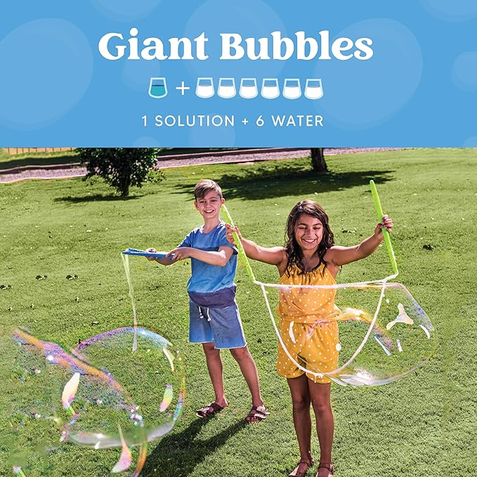 JOYIN 2 Bottles Bubbles Refill Solutions 64 oz (up to 5 Gallon), Concentrated Solution for Bubble Machine, Gun, Wand Refill Fluid Summer, Easter Toys (Blue+Green)