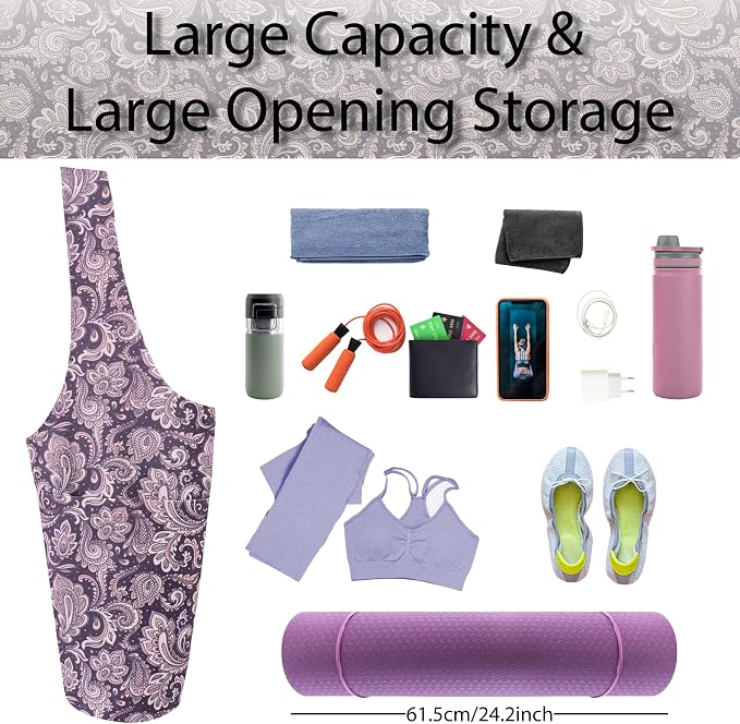 Yoga Mat Bag Yoga Tote Bag with Large Pocket and Zipper Pocket Yoga Mat Bag Carrier Fit Most Size Mats and All You Stuff