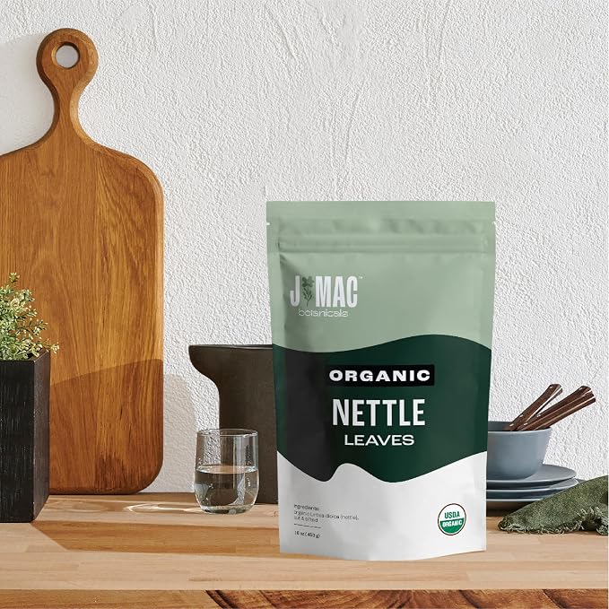J MAC BOTANICALS Organic Nettle Leaf Herbal Tea 4 oz, 50+ Cups, Certified USDA Organic, Dried stinging nettle tea, Urtica dioica