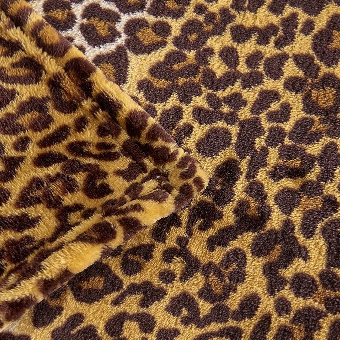 Edenleaf Leopard Print Blanket Fleece Throw for Bed Sofa Travel and Camping, Super Soft Cozy Fluffy Plush Cheetah Print Blanket for All Seasons 60"x80" (Dark Brown)