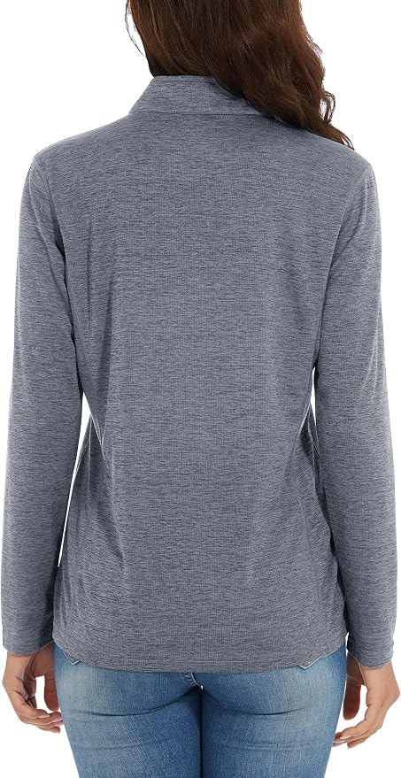 MAGCOMSEN Women's UPF 50+ Sun Shirts Long Sleeve 1/4 Zip Pullover Quick Dry Workout Hiking Tops Running Athletic Shirts