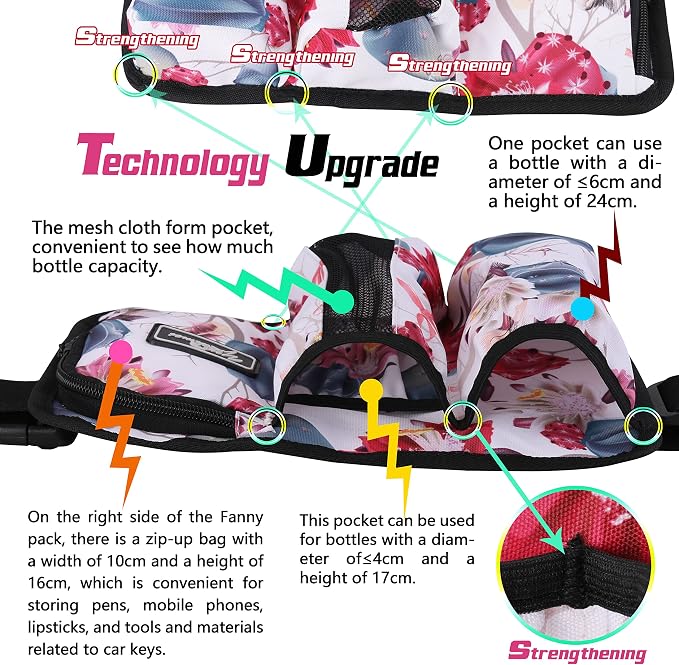 Massage Bottle Bag - Therapist Holster for Lotion & Oil, Flower color (9d3KD-Hua)