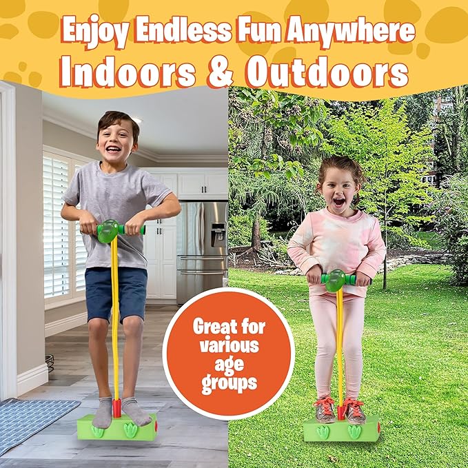 Playbees Foam Pogo Stick Dinosaur Jumper for Kids 3, 4, 5, 6, 7, Years Old Coolest Toys for 5 Year Old Boy Themed Bungee Pogo - Inside & Outside Fun for Boys & Girls