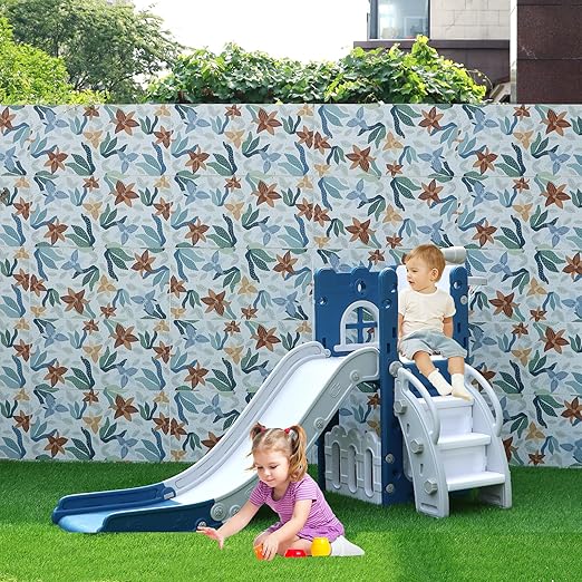 6 in 1 Toddler Slide for Toddler&Kids,Kids Climber Slider for Indoor Outdoor Playground with Storage,Telescope,Basketball Hoop and L Shaped Slide for Toddler Climber Playset,Blue