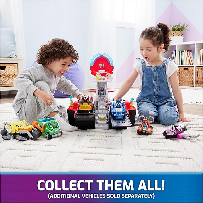 Paw Patrol: The Mighty Movie, Aircraft Carrier HQ, with Chase Action Figure and Mighty Pups Cruiser, Kids Toys for Boys & Girls 3+