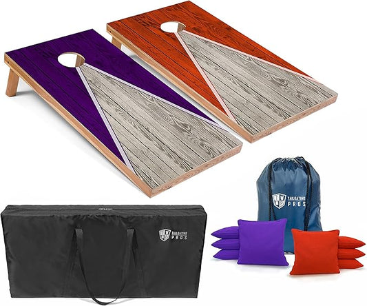 Tailgating Pros Lightweight Pyramid Design Cornhole Board Set w/Bean Bags and Carrying Case - 4'x2' Regulation Cornhole Game