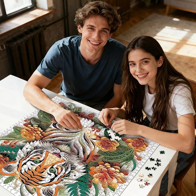 Puzzle 1000 Piece for Adults Jigsaw Featuring Aesthetic Home Decoration Unique Gift for Cat Lovers Premium Large Puzzle for Family Fun (Tiger Puzzles-1000pcs)