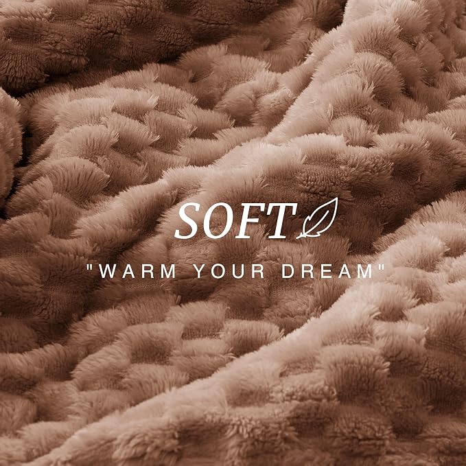 EXQ Home Gentle Soft Fleece Throw Blanket – Cozy Lightweight 3D Imitation Turtle Shell Jacquard Blanket for Couch Bed – All-Season Warm Fuzzy Flannel Blanket for Women Mom Gifts(60"x80",Mocha Mousse)