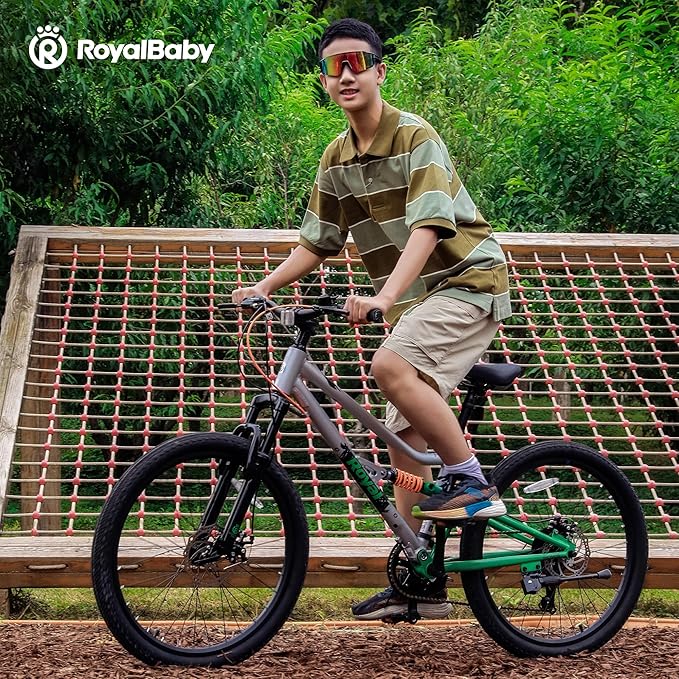 RoyalBaby Kids Mountain Bike for Boys and Girls, Ultra-Light Aluminum 20-26 Inch Wheel Bicycle for 6-14 Years Old Children, 7/21-Speeds Drivetrain