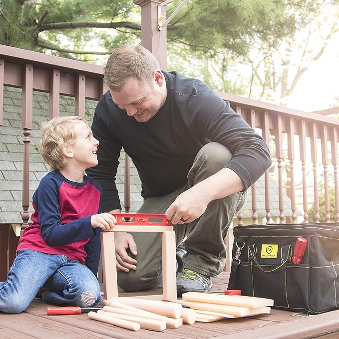 Educational Toys Building Toys - Plastic Tools - Kid Toys STEM Toys for Boys and Girls - Real Tool Bag Construction Toys Arts and Crafts Foam Wood Pretend Play Creative Toys Kids Tool Set