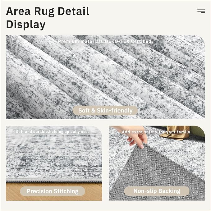 Soalmost Washable Hallway Runner Rug 3x20 Kitchen Entry Rugs Non-Slip, Grey | Vintage Extra Long Runners 20ft for Bathroom Entryway, Foldable Low-Pile Wide Floor Carpet for Corridor Living Room Bedroom